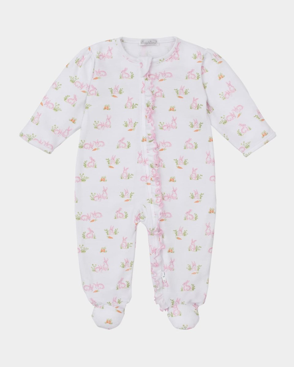 Girl's Baby Bunny Patch Printed Footie, Size Newborn-9